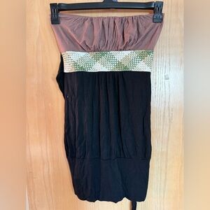 Wet Seal Black and Brown Strapless Blouse